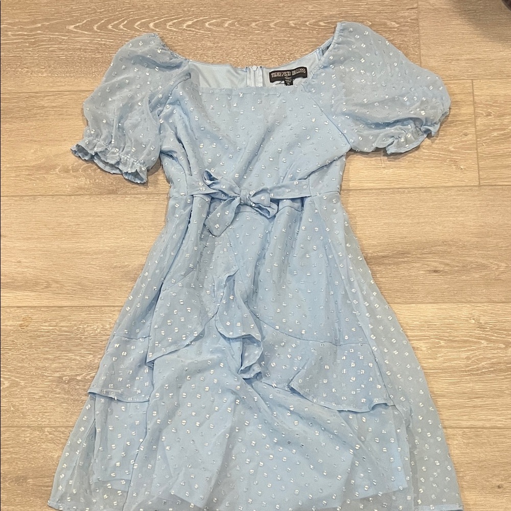 Three Hearts Sky Blue Dress with Silver Accents